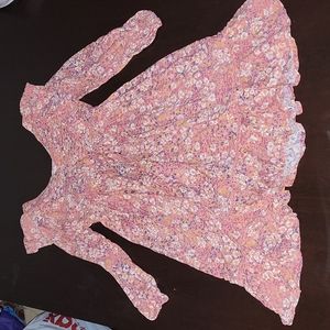 Granny Floral Ruffle Accented Square Neckline Floral Dress Size M *runs small*